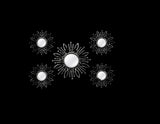Set of Five Silver Sunburst Metal Framed Mirror Set