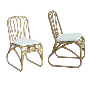 Outdoor Wicker Dining Chairs with Washable Cushion (Set of 2)