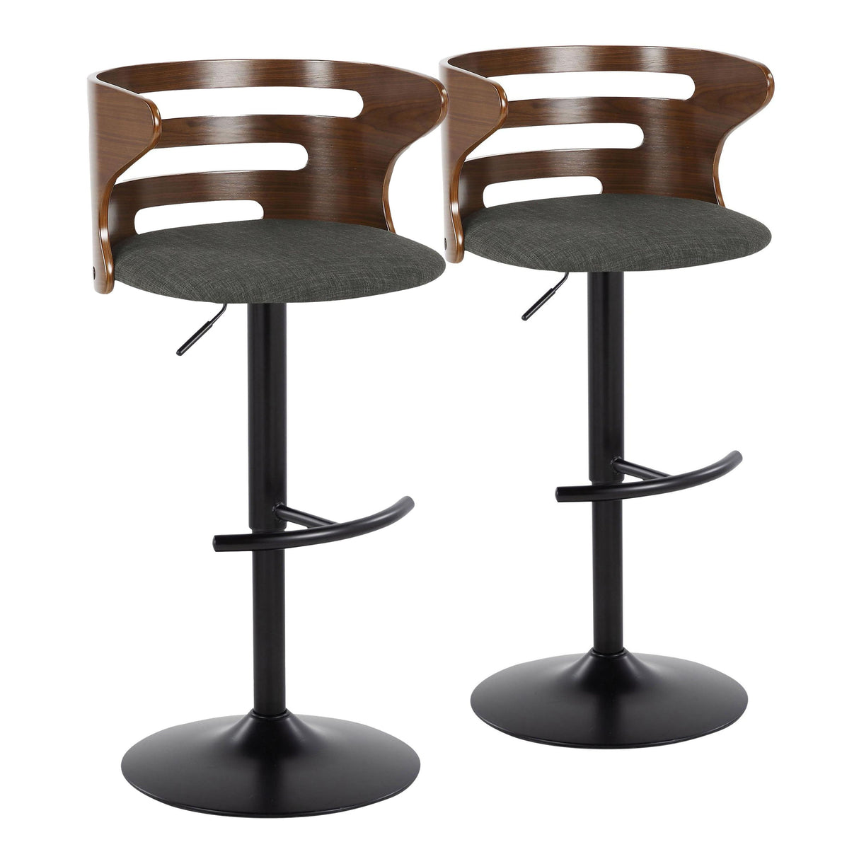 Cosi - Mid Century Modern Adjustable Barstool With Swivel With Rounded T Footrest (Set of 2) by Couch.com