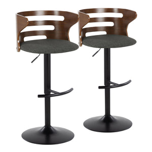 Cosi - Mid Century Modern Adjustable Barstool With Swivel With Rounded T Footrest (Set of 2) by Couch.com
