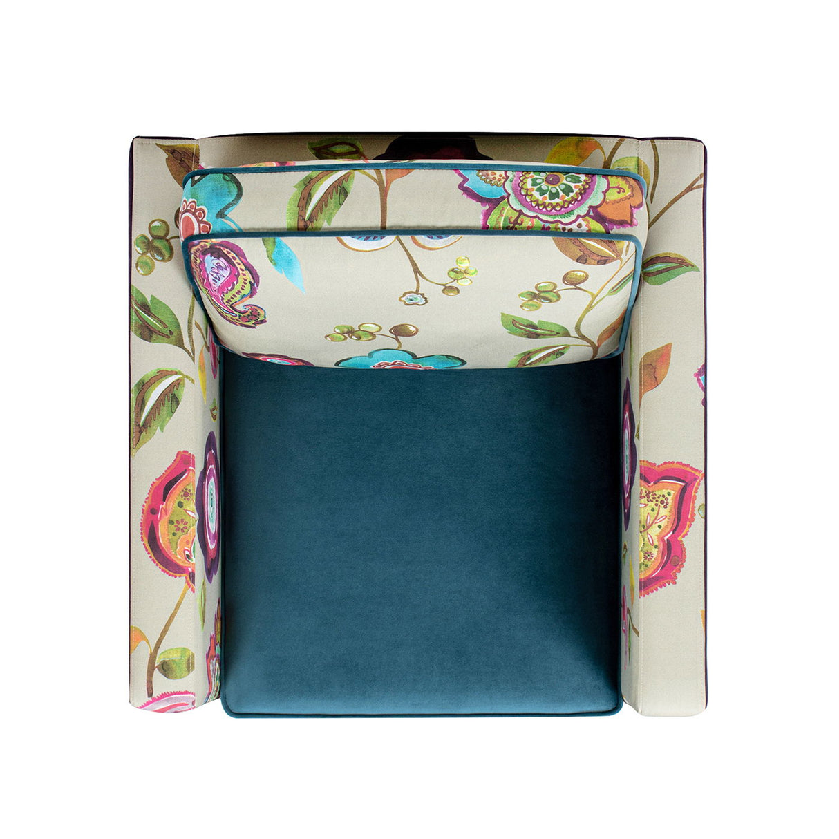 Mamba - Patchwork Accent Chair - Teal Blue Purple / Multicolored Floral by Couch.com
