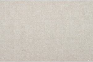 A close-up view of the Elis Wheat 73 Inch Chesterfield Loveseat showcases its light beige fabric featuring a subtle, woven texture. The upholstery appears smooth and uniform, presenting a slightly grainy pattern.