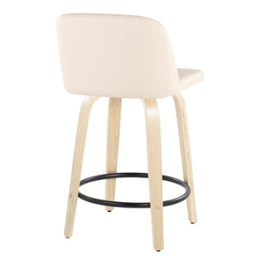 Toriano - Contemporary, Fixed Height Counter Stool With Swivel And Round Footrest (Set of 2) by Couch.com
