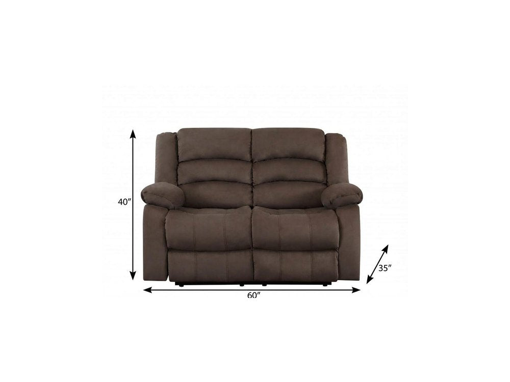 60" Brown Microfiber Manual Reclining Loveseat