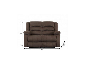 60" Brown Microfiber Manual Reclining Loveseat