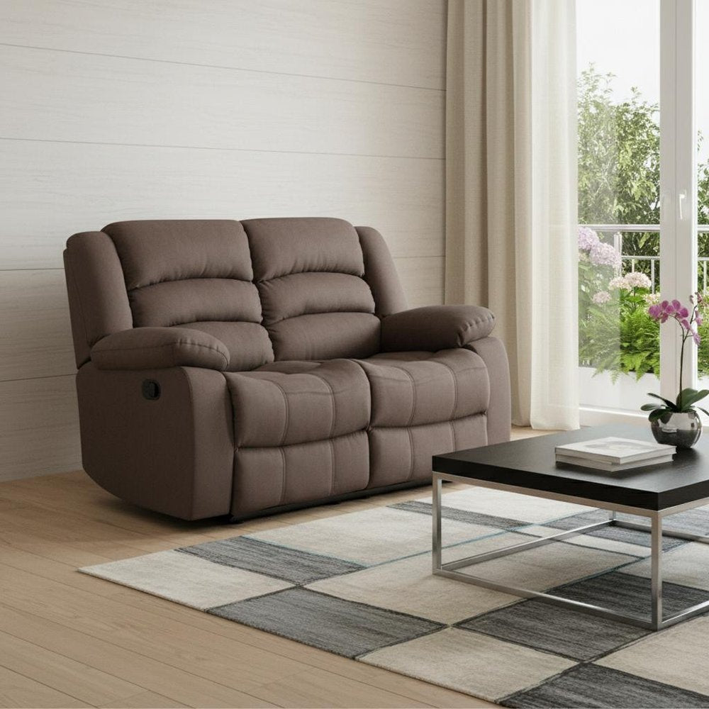 60" Brown Microfiber Manual Reclining Loveseat