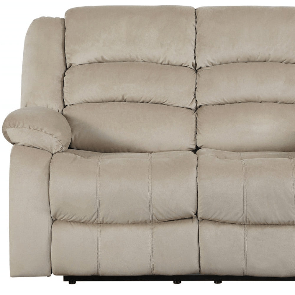 60" Beige Microfiber Manual Reclining Loveseat