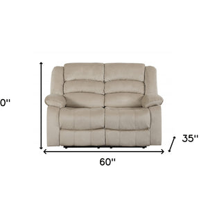 60" Beige Microfiber Manual Reclining Loveseat