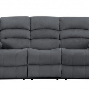 81" Gray Microsuede Manual Gliding Recliner