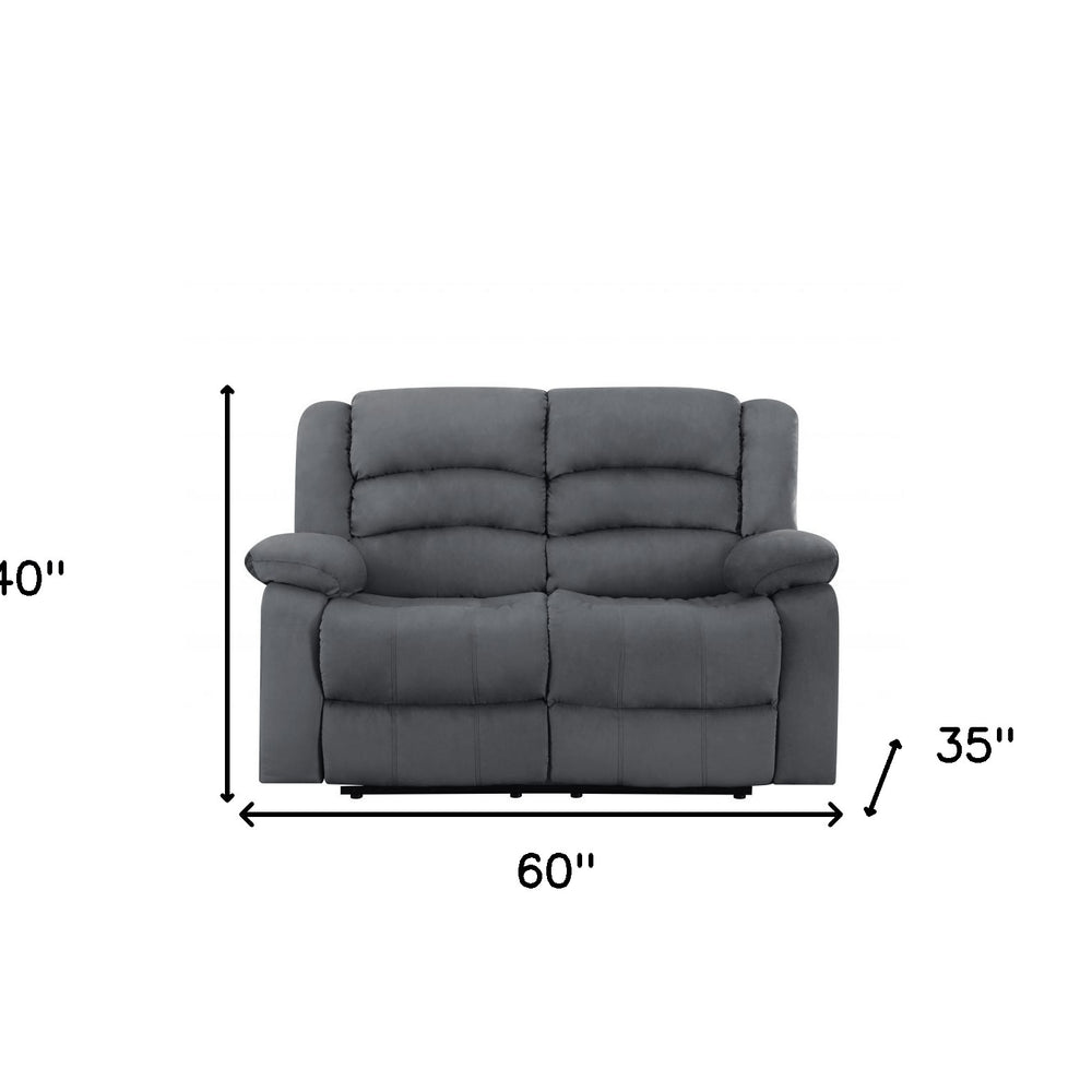 60" Gray Microfiber Manual Reclining Loveseat