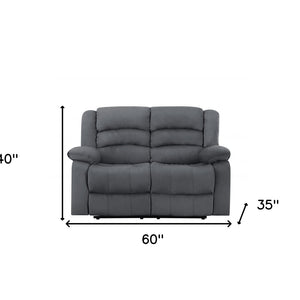 60" Gray Microfiber Manual Reclining Loveseat