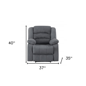 37" Gray Microsuede Manual Gliding Recliner