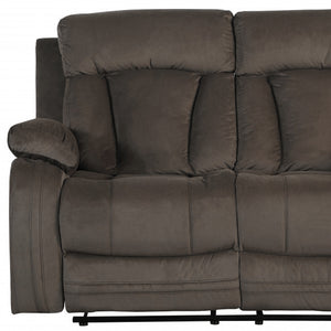 63" Brown Leather Match Manual Gliding Recliner