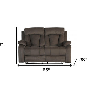 63" Brown Leather Match Manual Gliding Recliner