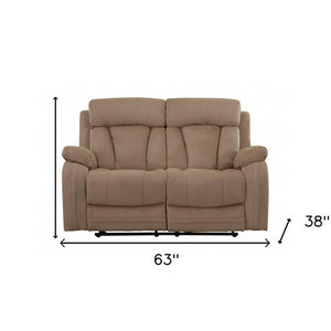63" Beige Leather Match Recliner