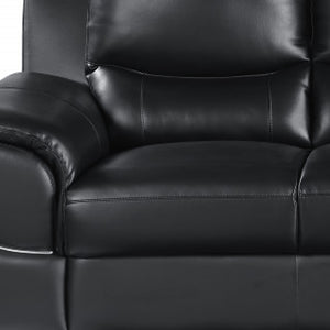 85" Black Genuine Leather Sofa