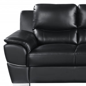 85" Black Genuine Leather Sofa