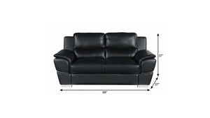 69" Black And Silver Faux Leather Love Seat