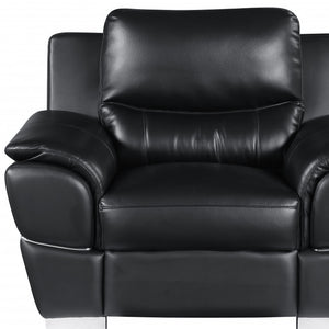 48" Black And Silver Leather Match Club Chair
