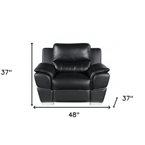 48" Black And Silver Leather Match Club Chair