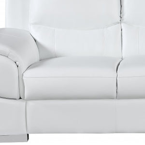 85" White Genuine Leather Sofa