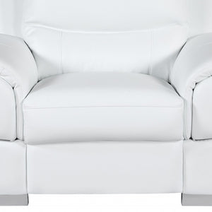48" White And Silver Leather Match Club Chair