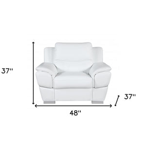 48" White And Silver Leather Match Club Chair