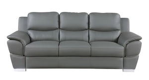 85" Gray Genuine Leather Sofa
