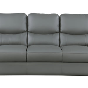 85" Gray Leather Sofa With Silver Legs