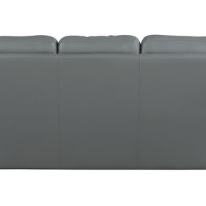 85" Gray Leather Sofa With Silver Legs