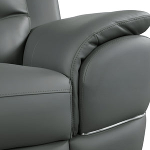 85" Gray Leather Sofa With Silver Legs