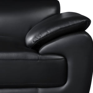 86" Black Leather Sofa With Silver Legs