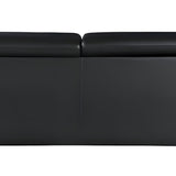 86" Black Leather Sofa With Silver Legs