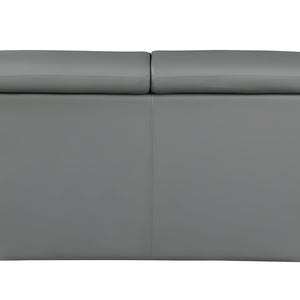 86" Gray Leather Sofa With Silver Legs