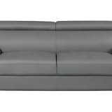 86" Gray Leather Sofa With Silver Legs