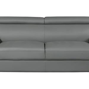 86" Gray Leather Sofa With Silver Legs