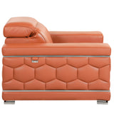 89" Camel Italian Leather Sofa With Silver Legs