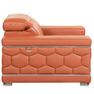 89" Camel Italian Leather Sofa With Silver Legs