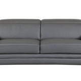 89" Dark Gray Italian Leather Sofa With Silver Legs