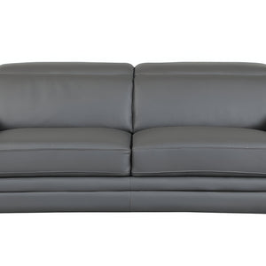 89" Dark Gray Italian Leather Sofa With Silver Legs