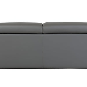 89" Dark Gray Italian Leather Sofa With Silver Legs