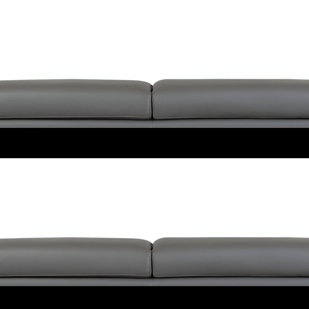 89" Dark Gray Italian Leather Sofa With Silver Legs