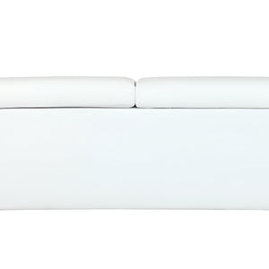 89" White Italian Leather Sofa With Silver Legs