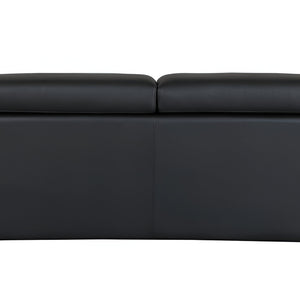 89" Black Italian Leather Sofa With Silver Legs