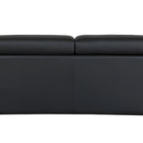 89" Black Italian Leather Sofa With Silver Legs