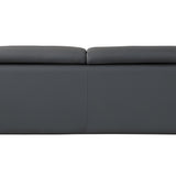 87" Dark Gray Italian Leather Sofa With Silver Legs