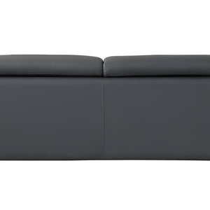 87" Dark Gray Italian Leather Sofa With Silver Legs
