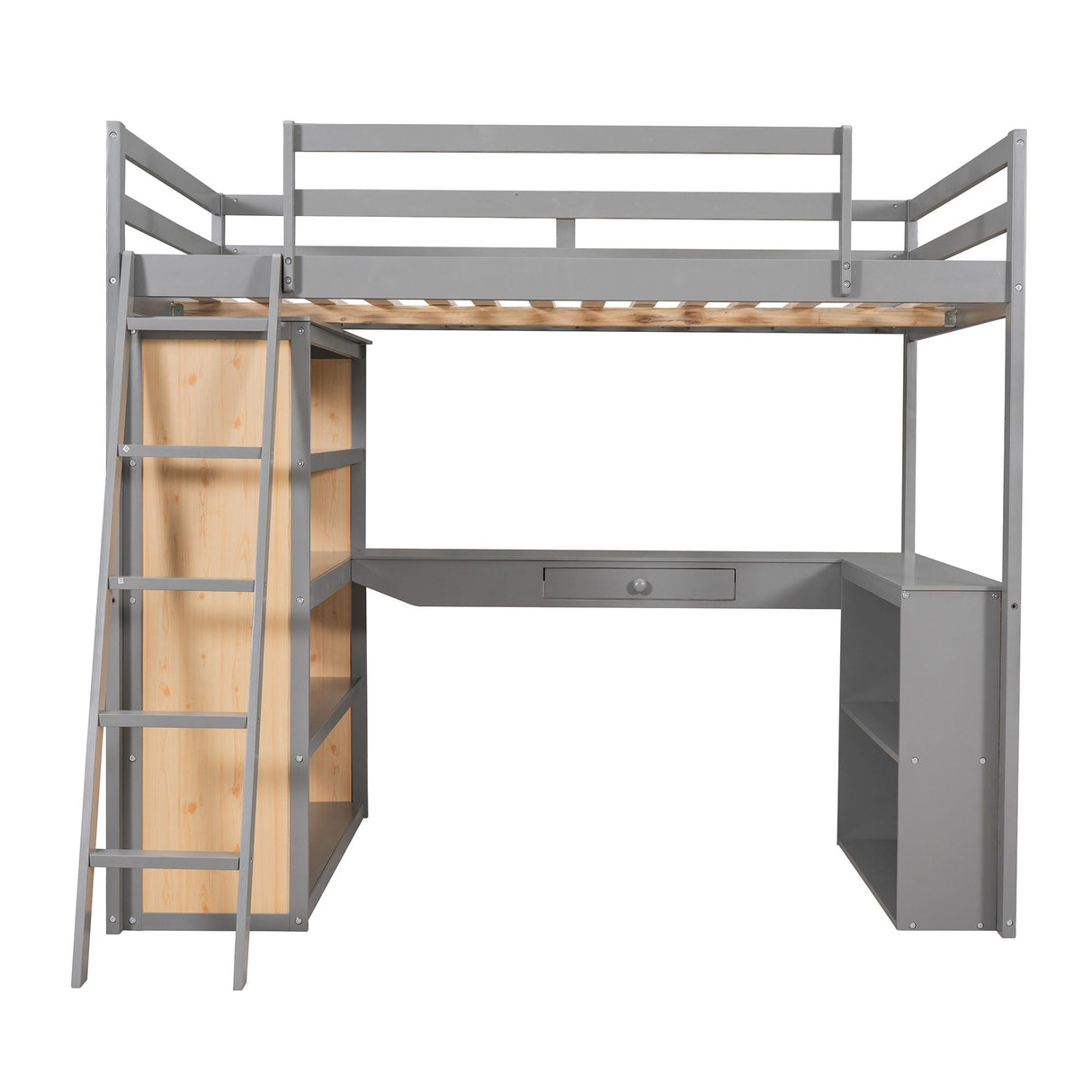 Loft Bed With Ladder, Shelves, And Desk by Couch.com
