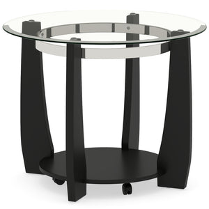 32" 2-Tier Glass Round Coffee Table with Storage Shelf-Black