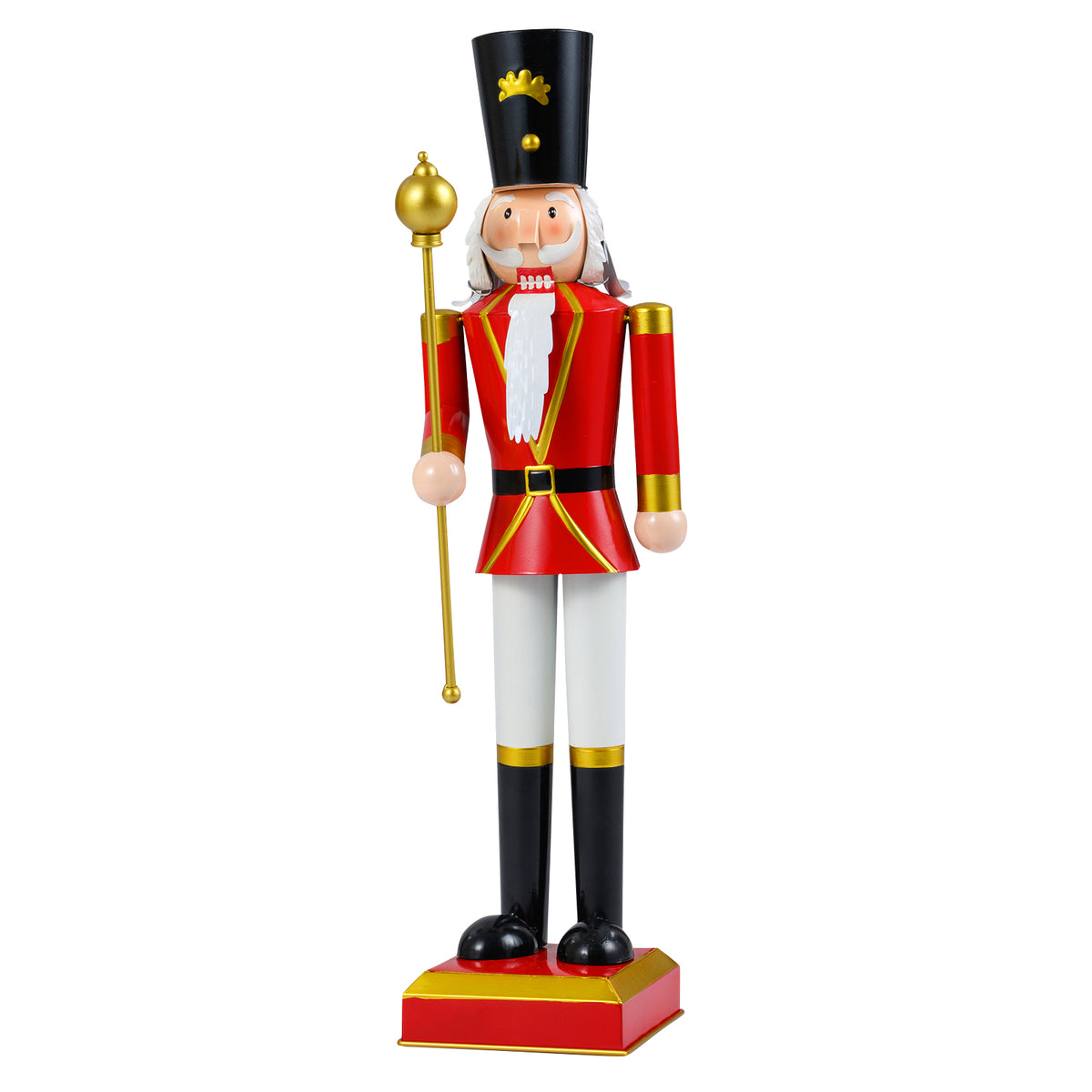 32.5 Inch Christmas Nutcracker with High Hat and Beautiful Scepter-Black & Red